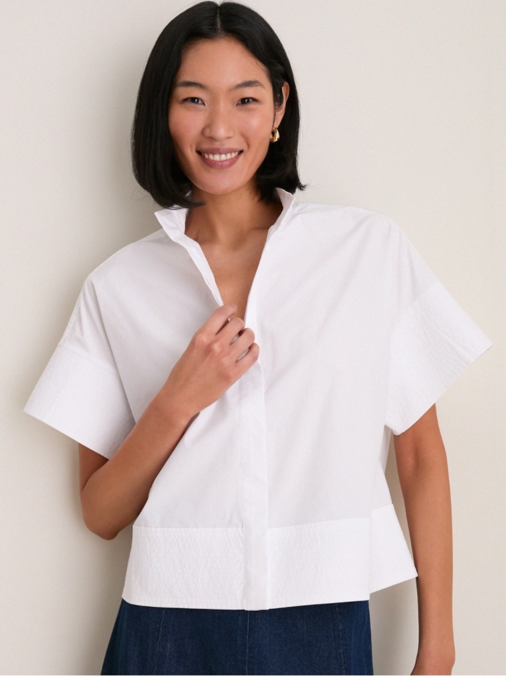 Tuckernuck White Trapunto Stitch Sofia Shirt Medium
